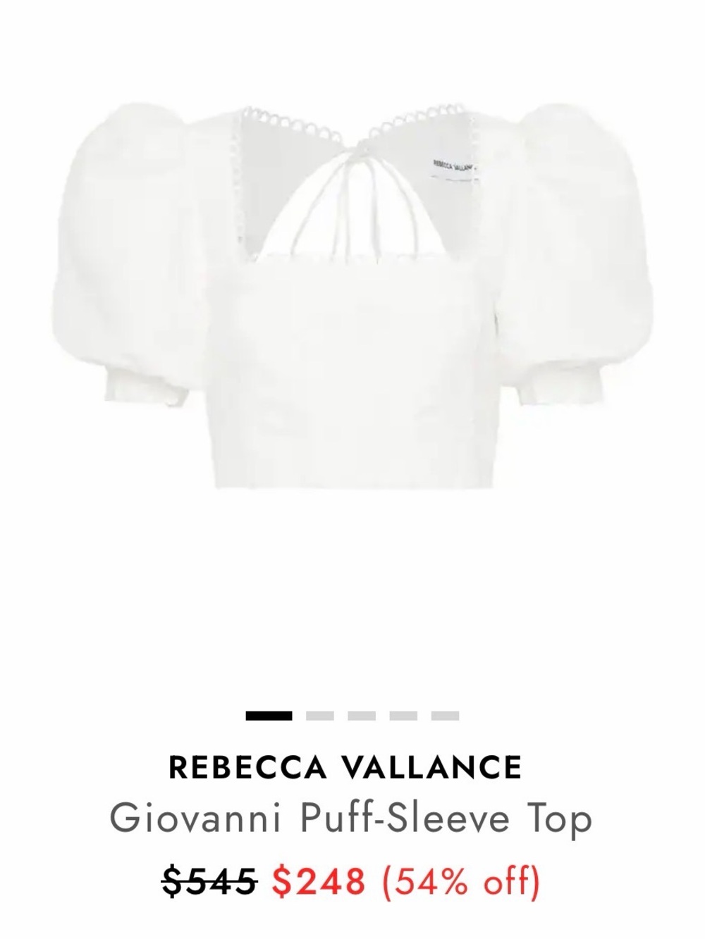 Rebecca Valence Giovanni Puff Sleeve Top